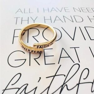 Faith over fear adjustable ring